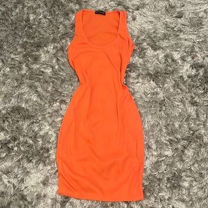 PLT orange ribbed mini dress